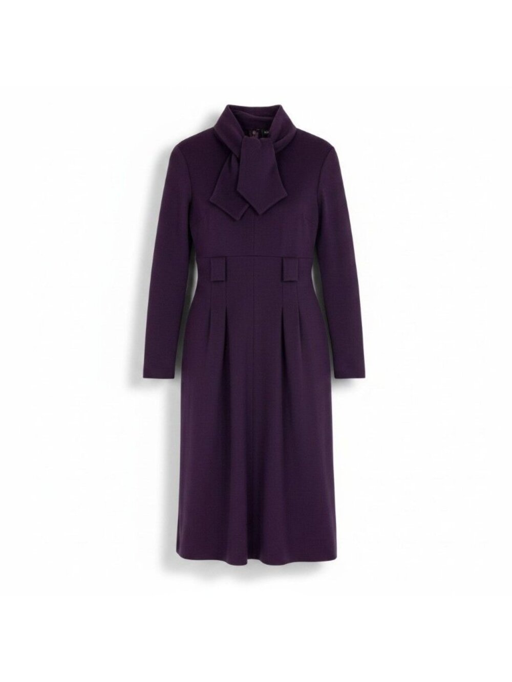 Chanel Wool Dress Long Sleeve Long Bow Tie Ribbon Purple 40